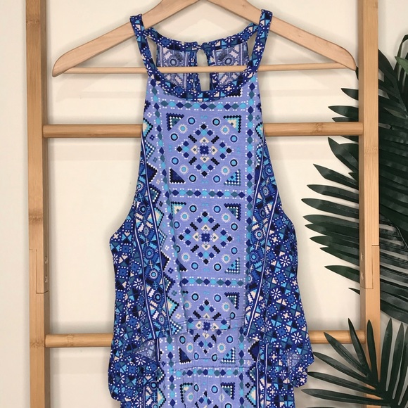 Tigerlily Blue Geometric Print Totem Midi Dress 8 - Picture 4 of 12